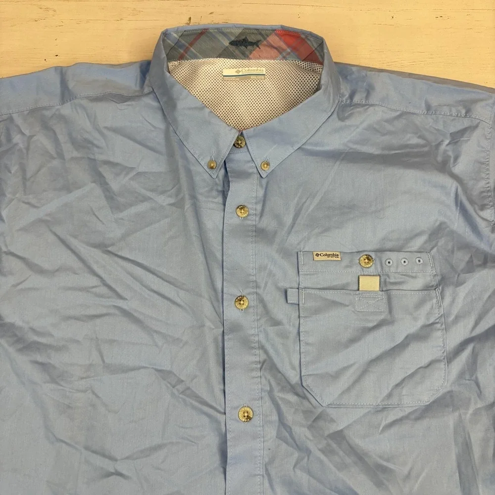 Columbia Polo Shirt Mens 2XL Blue PFG Performance Fishing Short Sleeve - Picture 1 of 11